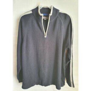 Eddie Bauer Sweater Sz 2XL Navy Blue Pullover 1/4 Zip‎ Top Plus Knit Boy Men